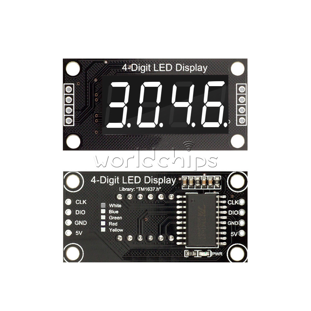 10pcs White 0.36″ TM1637 7-Segment 4-digit Digital Tube LED Display Module