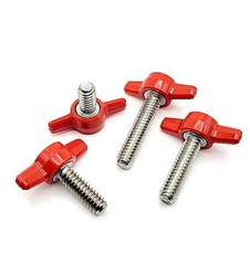 1/4″-20 Thumb Screws T Bolts with Red Butterfly Tee Wing Knob Stainless Steel