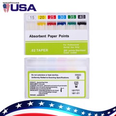 10 Packs AZDENT Dental Endo Root Canal Absorbent Paper Points Taper 0.02 15-40#