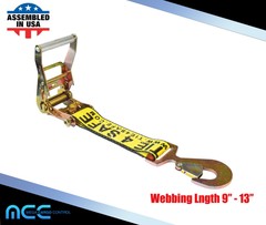 USA Heavy Duty 2″ Fixed Short End Strap w/ Flat Snap Hook for Auto Hauler Towing