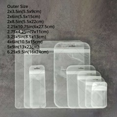 Multi-Size Clear/Clear/Frosted White Glossy Flat Mylar Zip Lock Bag w/ Hang Hole