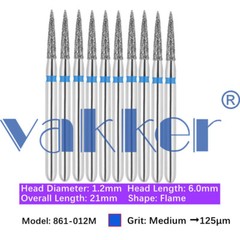 10pc Dental Diamond Burs for HighSpeed Handpiece Medium Super Fine Friction Grip