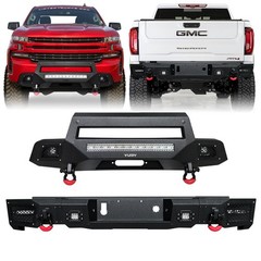 Front Rear Bumper Winch Plate 7LED 4x 4.75T D Rings 19-22 Silverado 1500 Excl LT