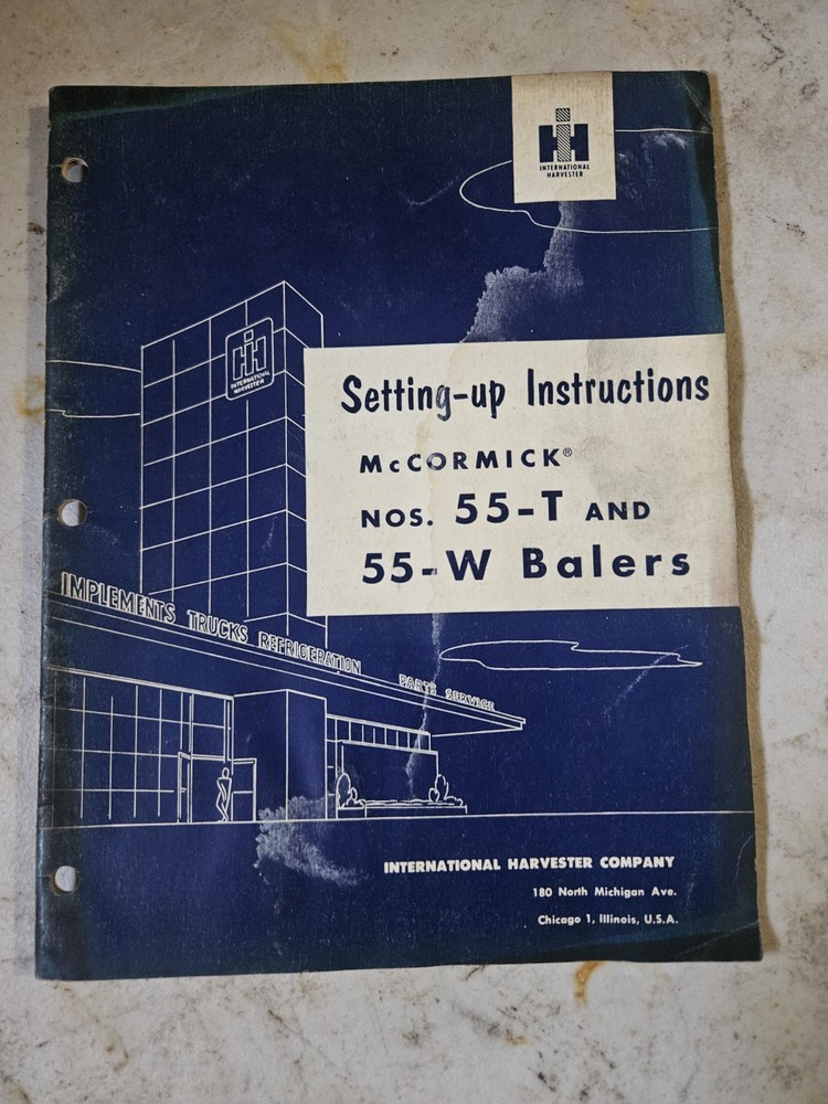 International Harvester 55t 55w Baler Set Up Instructions Book