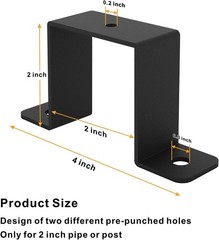 4Pcs 2×2 Square Tube U Clamp Bracket Strap Deck Fence Post Mount Black Metal