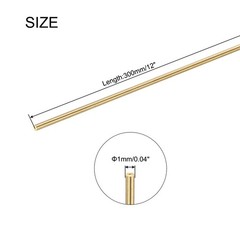 10Pcs 1mm x 300mm Brass Round Rod Metal Solid Shaft Rods Lathe Bar