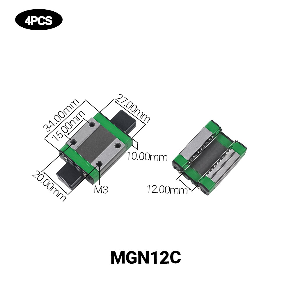 【US Stock】MGN12C 12H/15C 15H Bearing Block for Linear Motion Slide Rail Guide