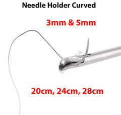 ELEVEXA Laparoscopy 3mm & 5mm Needle Holder Curved Left Laparoscopic 20cm – 28cm
