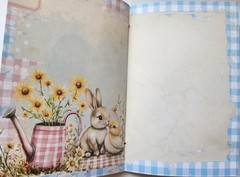 Junk Journal Booklet “COUNTRY GINGHAM” Farmhouse Cards, Pockets Ephemera 40Pg
