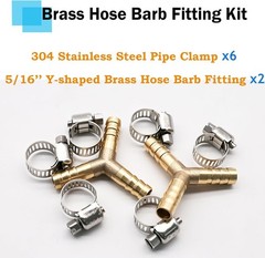2pcs Metaland Brass 5/16″ Hose Barb 3 Way Union Fitting Y Shape Barbed Splitter