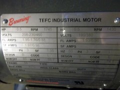 BROWNING RD002 MOTOR 0.5 HP 1745/1430 RPM 208-230/480V CTEP FRAME 56 (FF1)