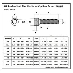 M6 Allen Hex Socket Cap Head Screws Bolts 304 Stainless Steel