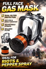 Full Face Respirator Gas Mask for Pepper Spray & CS Gas – Personal Safety Use