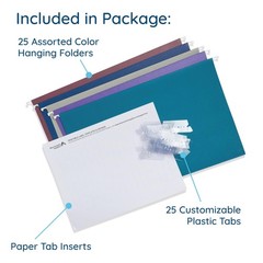25 Blue Summit Supplies Colored Hanging File Folders Legal Size, 9.5″ x 14.75…