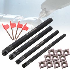 Set Of 7 8 10 12mm SCLCR06 Turning Tool Lathe Boring Bar + 10x CCMT0602 Inserts