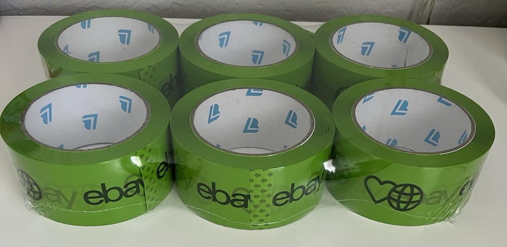 6 Rolls Official eBay Brand Logo Green Packing Packaging Tape Shipping 2″ X 75”