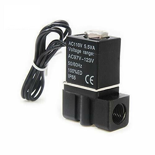 Electric Solenoid Valve 1/8″ AC 110V 2Way Normally Closed Made of Nylon Aluminum