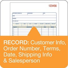 3-Part Carbonless Sales Order Book, 50 Sets per Book, Wraparound Cover, 250 Tota