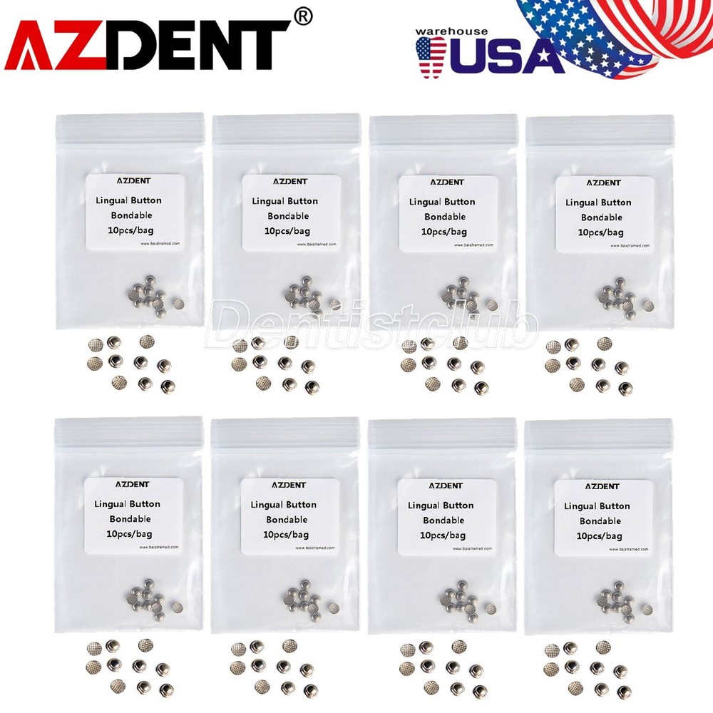 50 Packs AZDENT Dental Orthodontic Lingual Buttons Bondable Round Base 10pc/pack