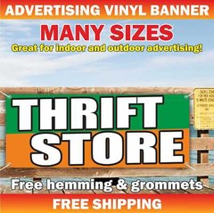 THIFT STORE Advertising Banner Vinyl Mesh Sign Resale Shop Clothes Furniture