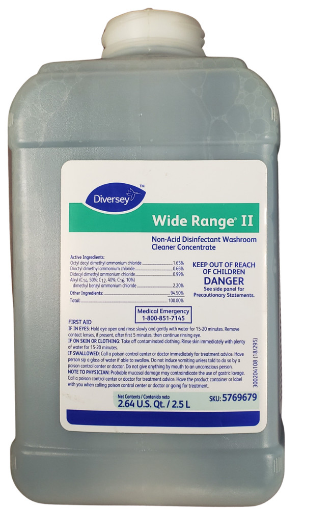 Diversey Wide Range II Bathroom Cleaner Disinfectant 2.5L Concentrate Quat JFill