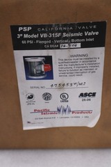 NEW Pacific Seismic Products Earthquake Gas Shutoff Valve MPN 315F 3″ STK 1708CC