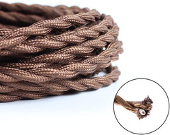 25Ft Fabric Cloth Covered Lamp Twisted Wire, Vintage 18/2 Industrial Electrical