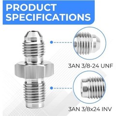 3AN Male to 3/8×24 Inverted Flare Brake Thread, Straight Male Fitting Adapter (1