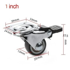 1 & 2 inch swivel caster wheels 4pcs soft rubber with brake universal trolley
