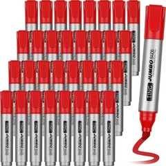 32 PCS Red Jumbo Permanent Markers Bulk Large Chisel Tip Waterproof
