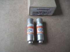 (Qty 2) Mersen ATQR1/2 Fuses, 1/2A 0.5A, Time Delay, 600V, Class CC, Amp-Trap 2K