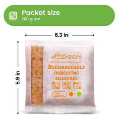 (200 Gram 3 Packages) Adsorbco Rechargeable Silica Gel Packets