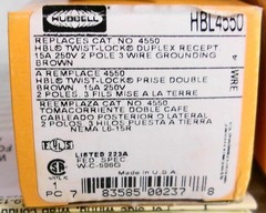 Hubbell HBL4550 Twist Locking Duplex Receptacle 15A 250V 2P 3Wire (Lot of 2)