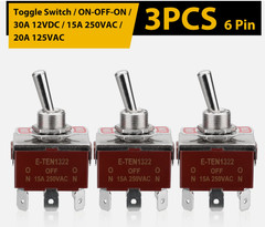 HEAVY DUTY DPDT ON-OFF-ON TOGGLE SWITCH 20A 125V, 15A 250V Screw Terminals USA