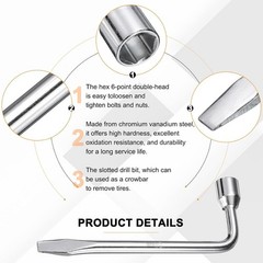 Car Spare Tire Lug Wrench 24mm Carbon Steel l Type Slotted End Hexa Size: 24mm