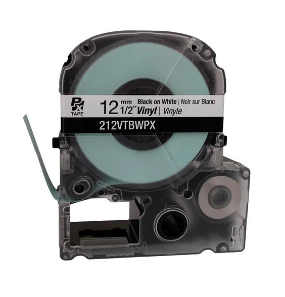 Epson 212VTBWPX 1/2″ Black on White Vinyl Label Tape – Authorized Dealer