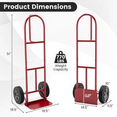 660 lbs Capacity Dolly Cart Heavy Duty Hand Truck Trolley with Nose Plate Red
