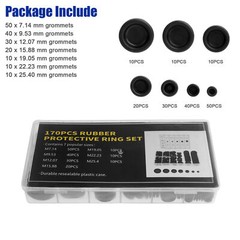 170PCS Rubber Grommet Firewall Hole Plug Electrical Wiring Gasket Assortment Kit