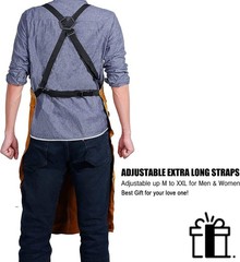 Leather Welding Apron 24”x42” – Adjustable, Flame Resistant, 6 Pockets