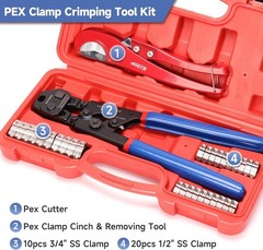 Heavy-Duty PEX Tool Set with Clamps and Pipe Cutter – Ideal for DIY and Plumbing