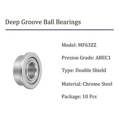 10pcs Deep Groove Ball Bearings 3x6x2.5mm Chrome Steel Double Shield Flanged