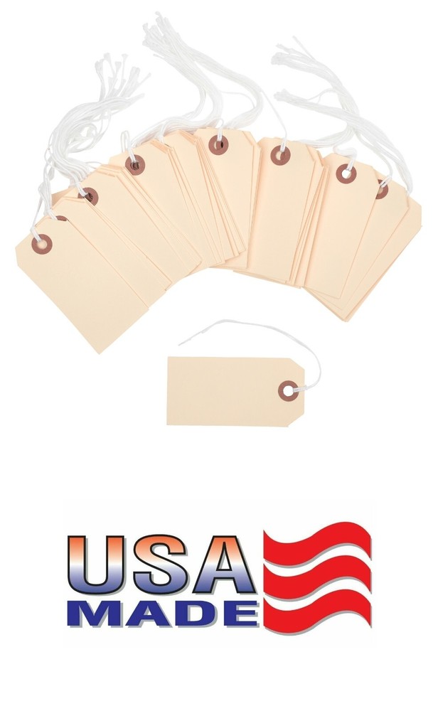 100 Manilla Cardstock Price Tags 3 3/4″ x 1 7/8″ Size 3 Pre-strung with String