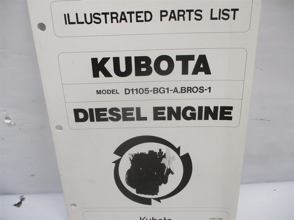 97898-53580 KUBOTA ILLUSTRATED PARTS LIST MANUAL FOR D1105-BG1-A.BROS-1 ENGINE