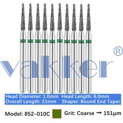 10pc Diamond Bur Shape X-Mas Tree Round End Taper Burs Fine Medium Coarse