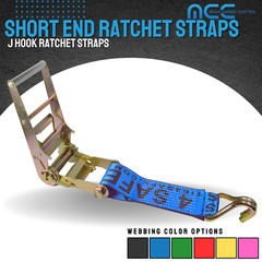 USA 3″ 4″ Ratchet Tie Down Short Fixed End Strap w/ J Hook for Flatbed Truck
