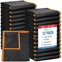 12 PACK Heavy Duty Padded Moving Blankets 72″ x 40″ Furniture Covers for Moving