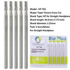 Wave Dental Surgical Burs For Straight Handpiece Taper Fissure Carbide HP 44.5mm