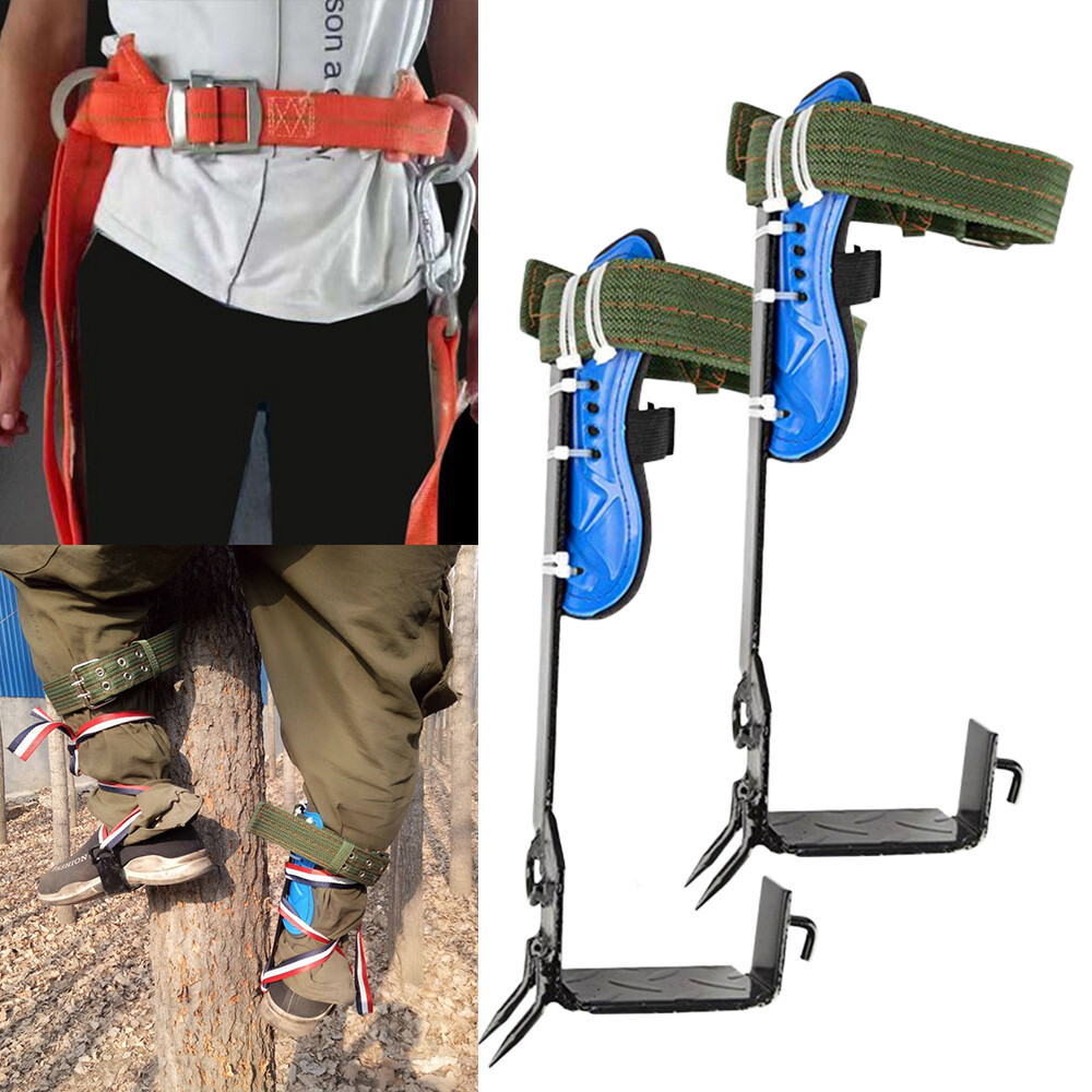 Tree Climbing Climbers Spike Hooks Gear kit with Safety Belt Adjustable Lanyard