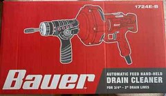 NEW Bauer Automatic Feed Hand-Held Drain Cleaner Snake Tool 25’ 64063
