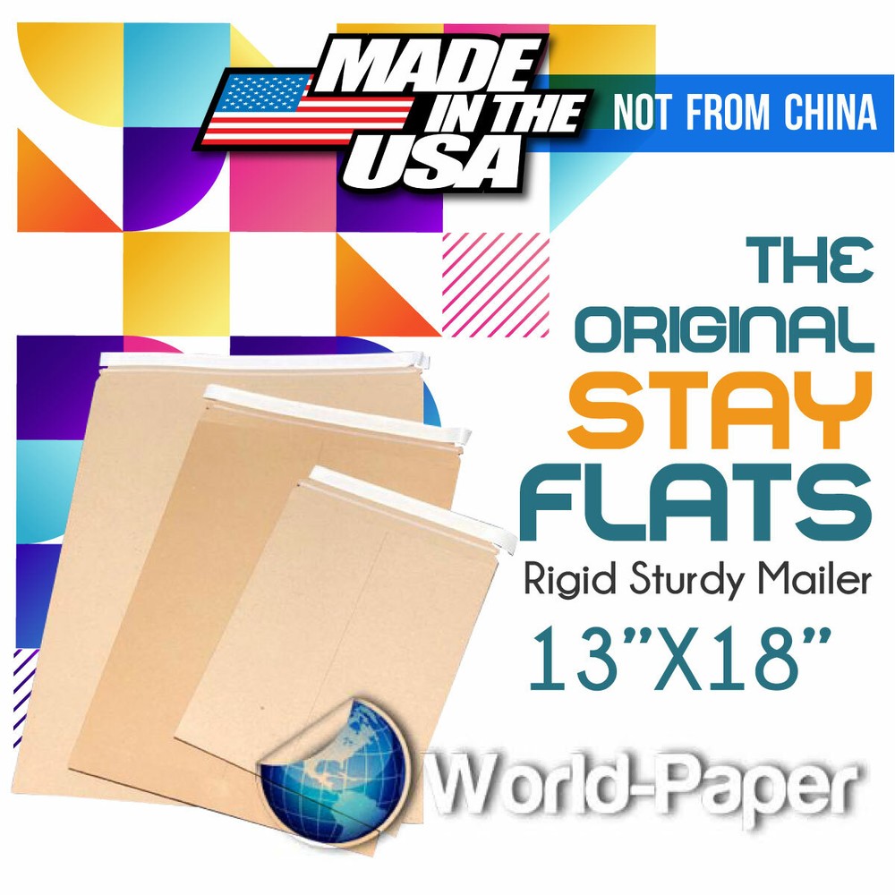 The Original Stay Flats Plus Envelope 13″x18″ Rigid Sturdy Mailer Usa #1